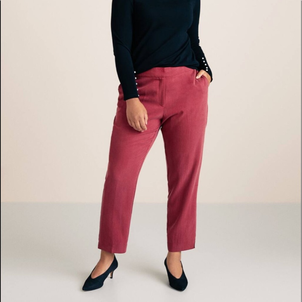 Mango Cropped Ankle Pants in Dusty Rose